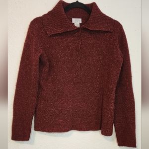 Ann Taylor Loft Wool/Nylon/Silk Blend 1/4 Button Up‎ Sweater, Size M